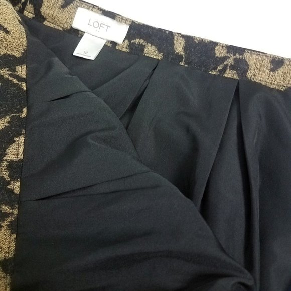 Ann Taylor LOFT Women's Lined Back Zip Black Gold Floral Skirt - Picture 5 of 7